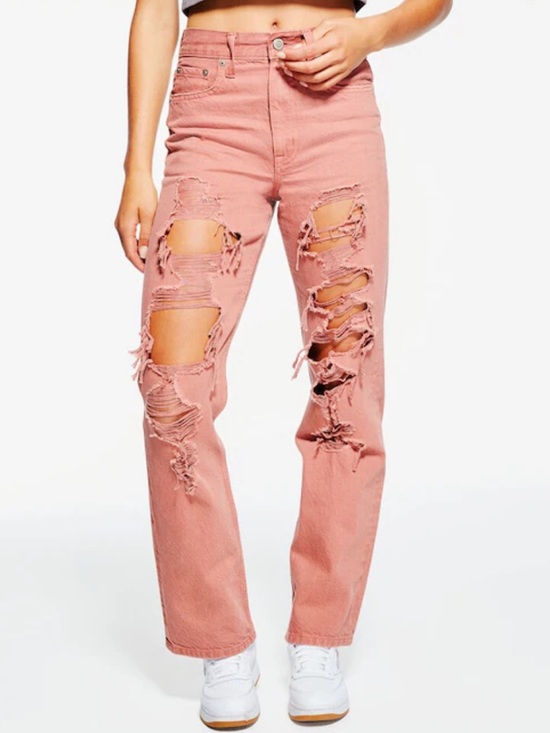 Aeropostale Denim - Aeropostale Coral 90s Super High Rise Distressed Baggy Jeans | Size 8